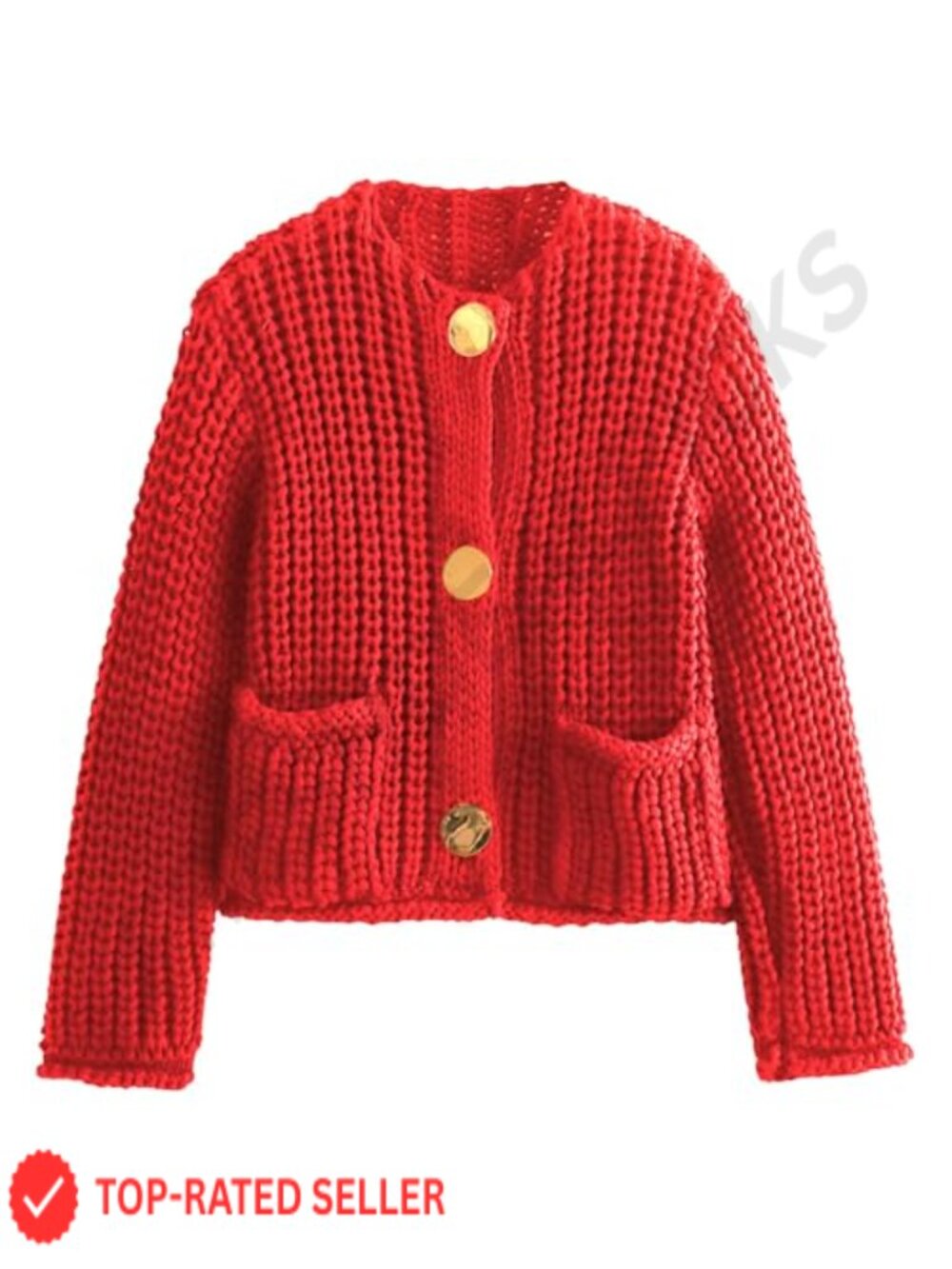 Cropped Chunky Knit Cardigan Button Down Long Sleeve Sweater